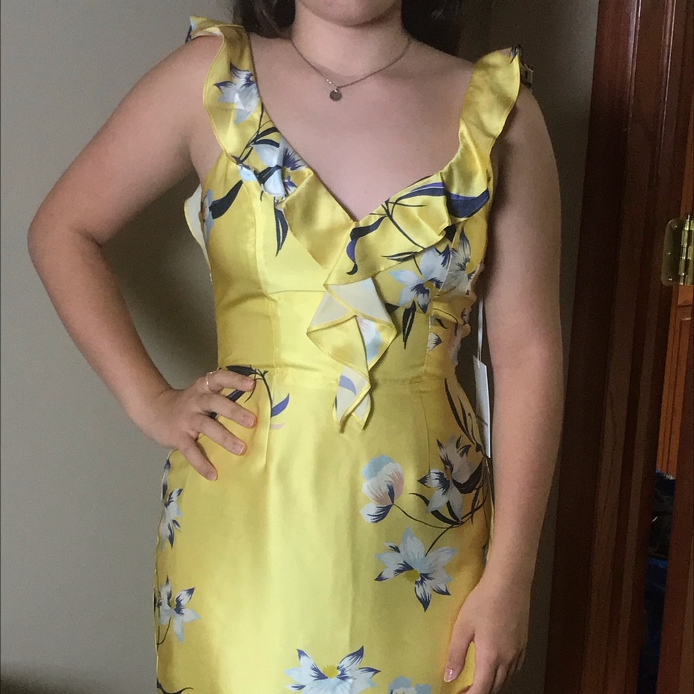 Amanda Uprichard Tabatha yellow ruffle dress